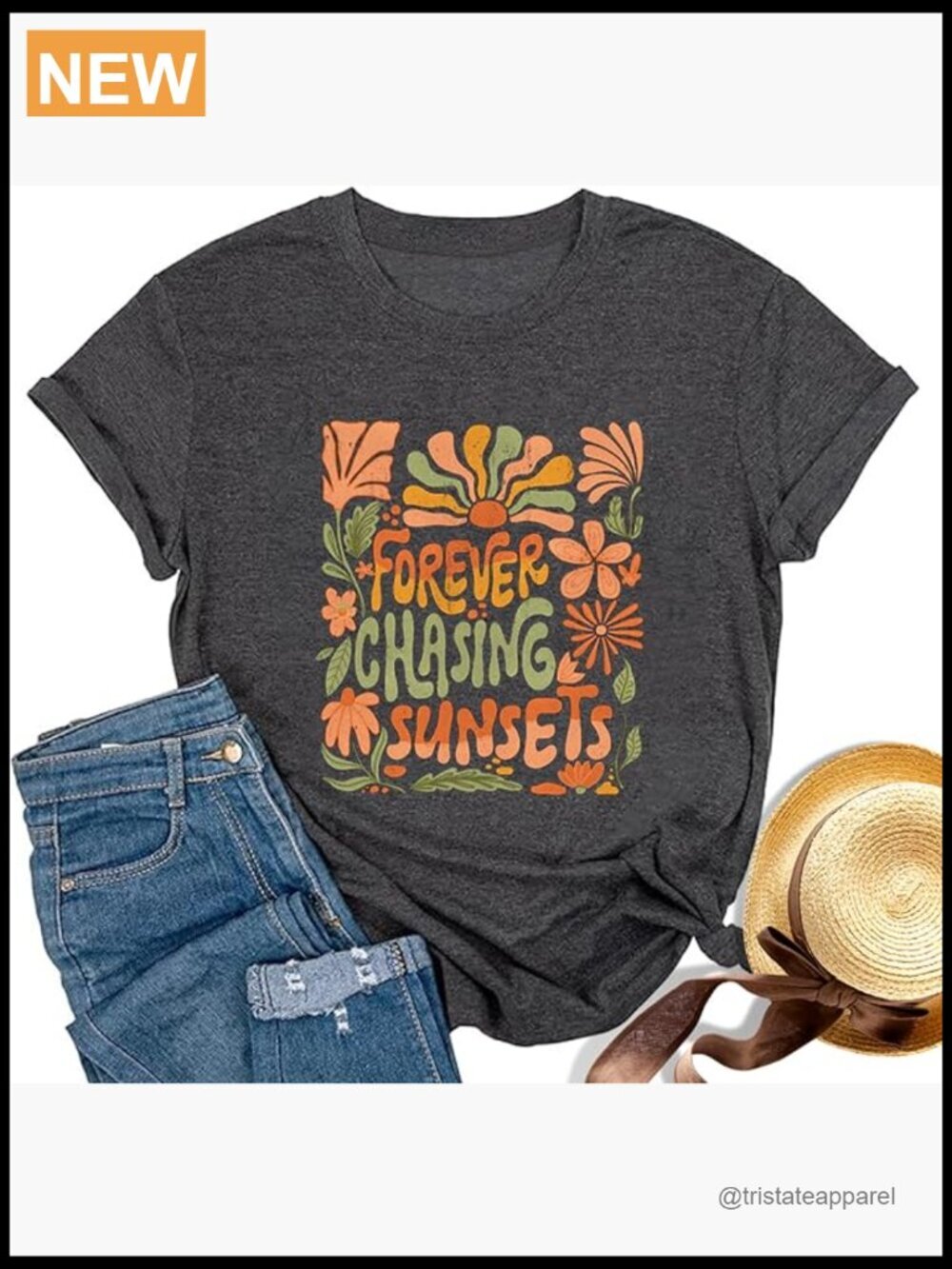 Vintage Floral Wildflower Graphic T-Shirt Summer Beach Vacation Top